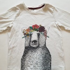 Hanna Andersson Bear Flower Crown Shirt 130/8